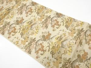 アンティーク　遠山に菊・梅・笠松模様織り出し袋帯（材料）